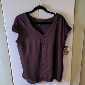 Elegant Deep Purple V-Neck Blouse